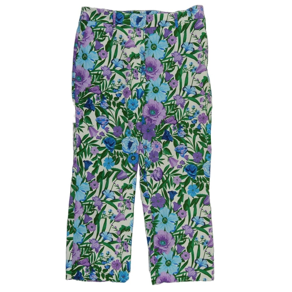 Talbots Floral Straight Leg Pants Women's Size 14 Botanical Floral Tropical Y2K